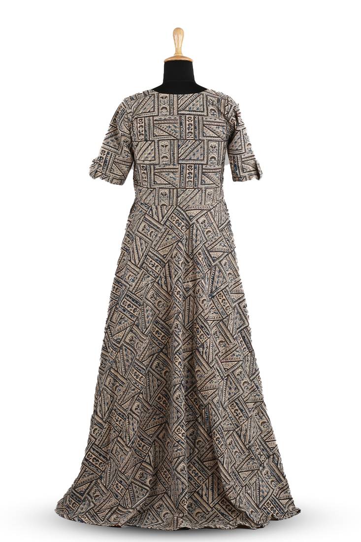 Girls Grey Kalamkari Slope Long gown!!!