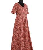 Girls Red Kalamkari Slope Long gown!!!