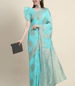 Light Green Woven Jacquard Saree With Blouse