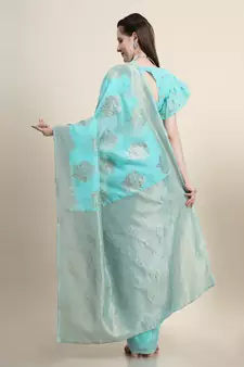 Light Green Woven Jacquard Saree With Blouse