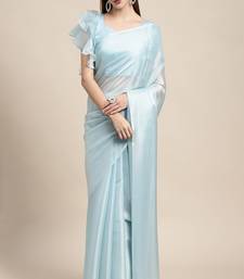 Light blue plain silk saree with blouse