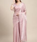 Purple plain silk saree with blouse