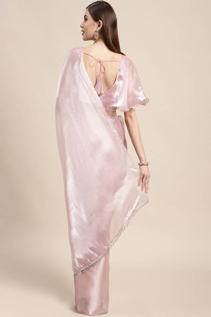 Purple plain silk saree with blouse