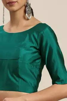 Peach Printed Satin Saree With Blouse