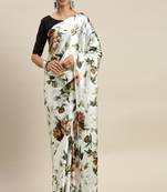 Black Printed Satin Saree With Blouse