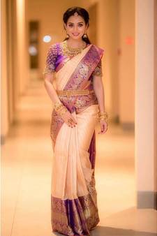 GOLDEN BEAUTIFUL TREDITIONAL SAREE 