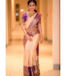 golden silk saree with jacquard and hand woven work