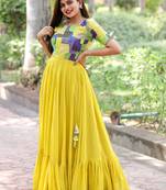 Crystal Yellow party wear Dress