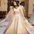 Dazzling Off-white Thread embroidered with papep mirror work georgette semi stitched lehenga choli with wedding