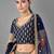 Glamorous Navy blue Zari and Sequins embroidered Dola silk semi stitched lehenga choli for wedding