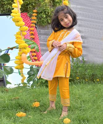 Manjal Suit For Little Girls 1