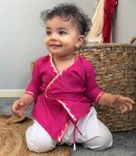 Rose Cotton Angrakha Jhabla