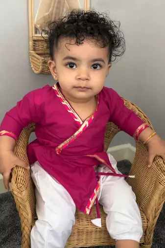 Rose Cotton Angrakha Jhabla
