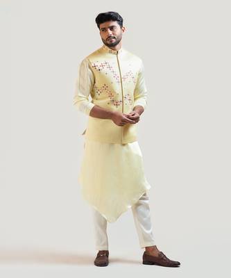 Yellow Gujrati Work Nehru 1