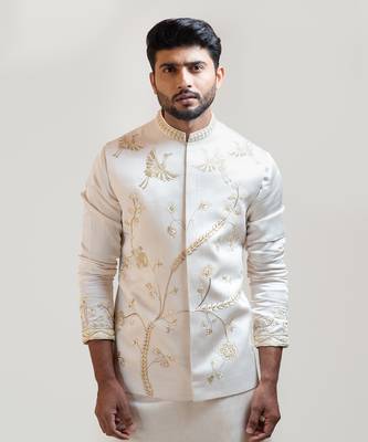 Cream Chintz Embroidered Nehru 2