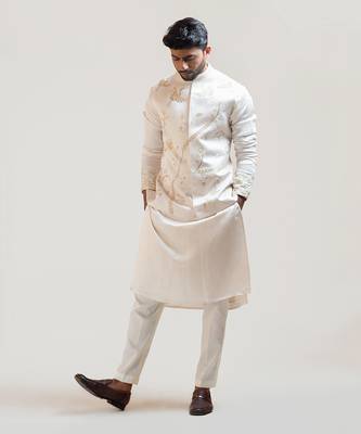 Cream Chintz Embroidered Nehru 4