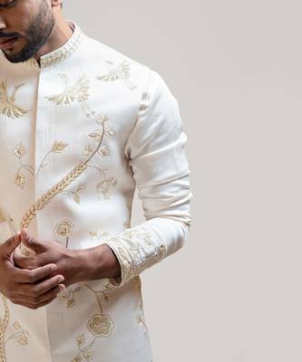 Cream Chintz Embroidered Nehru 5