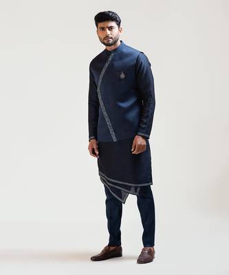 Blue Overlapping Embroidered Nehru 2