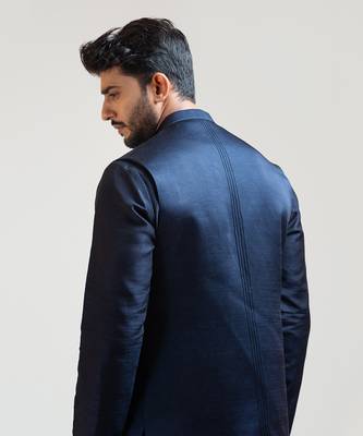 Blue Overlapping Embroidered Nehru 5