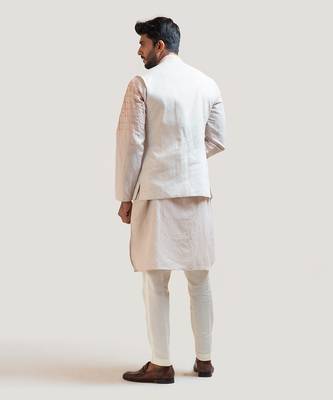 Grey A-Symmetric Embroidered Nehru 4