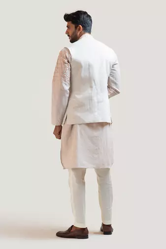 Grey A-Symmetric Embroidered Nehru