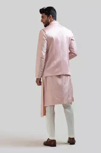 Onion Pink Mirror Work Nehru