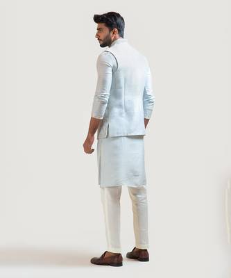 Iceblue silver zariwork Nehru 3