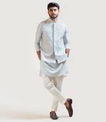 Iceblue silver zariwork Nehru