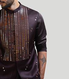 Coco Brown Mirrorwork Nehru