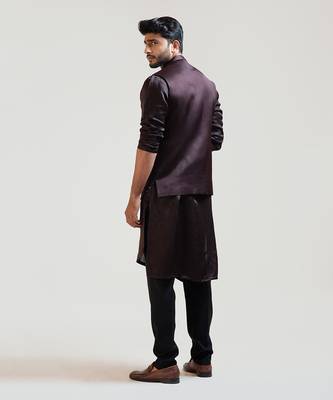 Coco Brown Mirrorwork Nehru 3