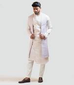 Lilac Long Embroidered Nehru