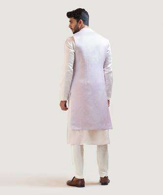 Lilac Long Embroidered Nehru 4