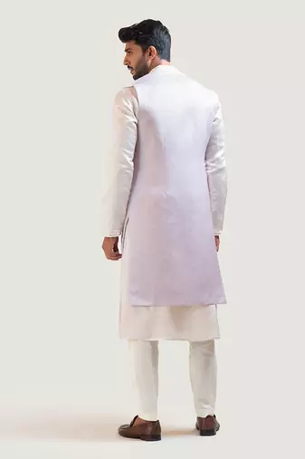 Lilac Long Embroidered Nehru