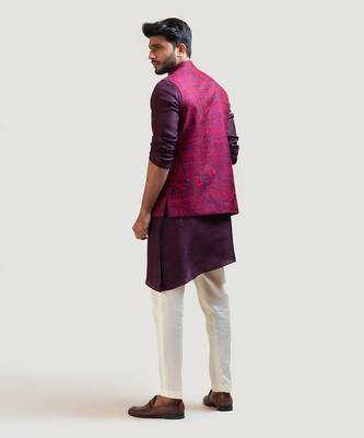 Purple Allover Embroidered Nehru 3