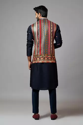 Multicolour Fully embroidered Chikankari Nehru jacket
