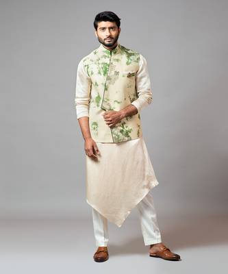 Tie & Dye kora nehru with assymetric front detailing 1