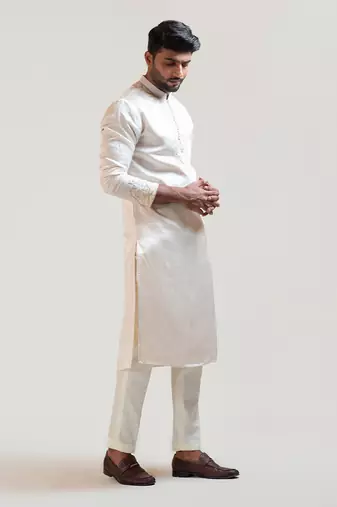 Cream Chinz Embroidered Kurta Set