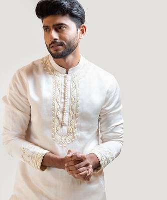 Cream Chinz Embroidered Kurta Set 3
