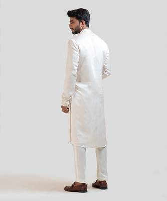Cream Chinz Embroidered Kurta Set 4