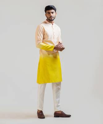 Peach To Yellow Ombre Shaded Kurta Set 2