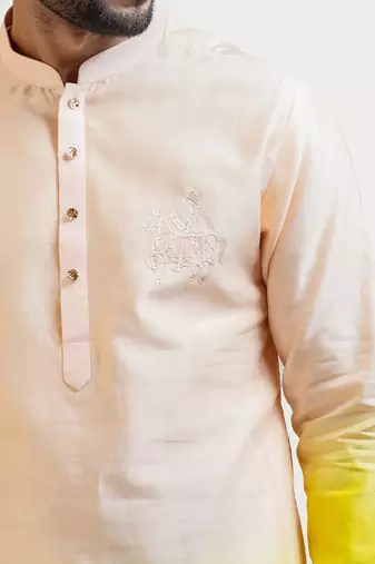Peach To Yellow Ombre Shaded Kurta Set