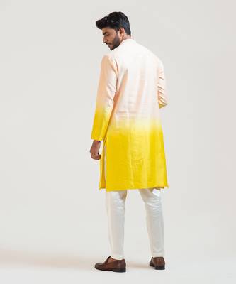 Peach To Yellow Ombre Shaded Kurta Set 4