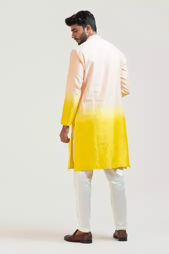 Peach To Yellow Ombre Shaded Kurta Set