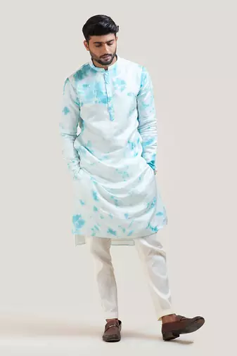 Tie & Dye Embroidered Kurta Set