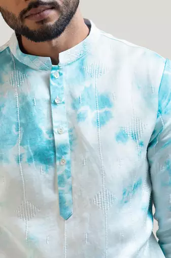 Tie & Dye Embroidered Kurta Set