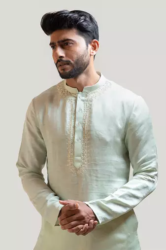 Mint Green Embroidered kurta Set