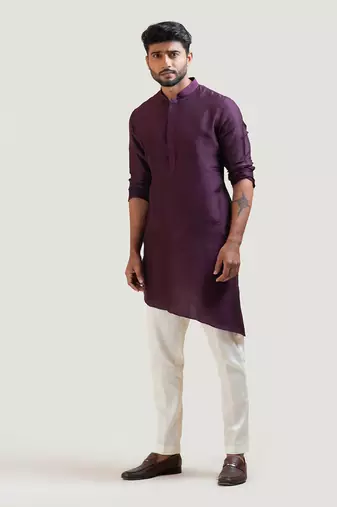 Purple A-Symmetric Kurta Set