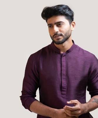 Purple A-Symmetric Kurta Set 3