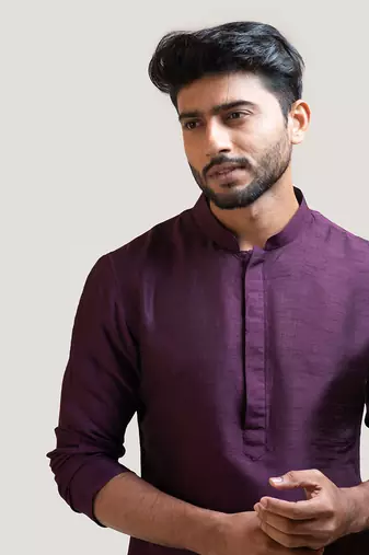 Purple A-Symmetric Kurta Set