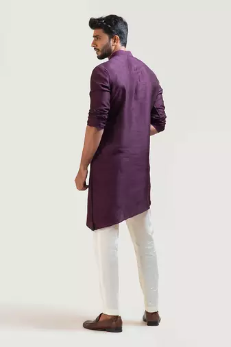 Purple A-Symmetric Kurta Set